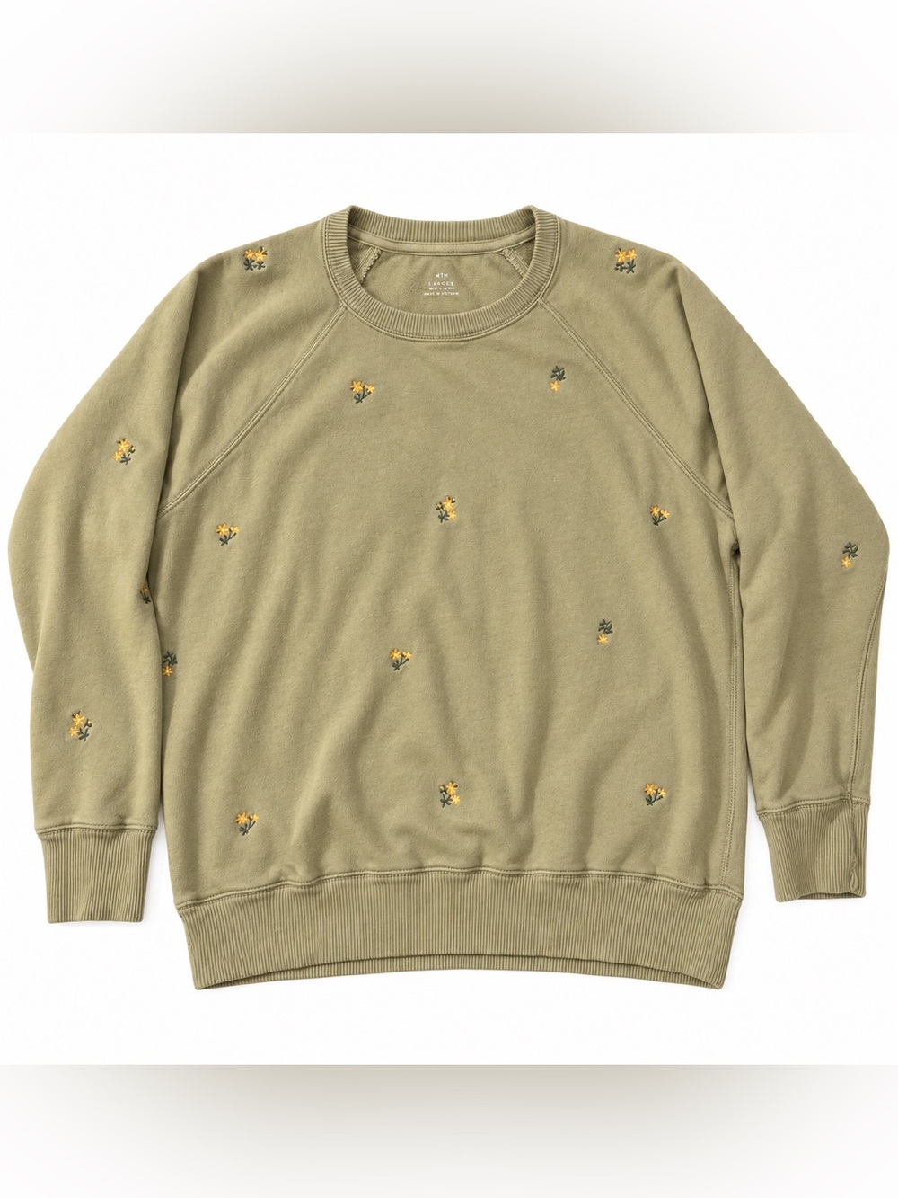 aerie Olive Green Embroidered Crew Sweatshirt